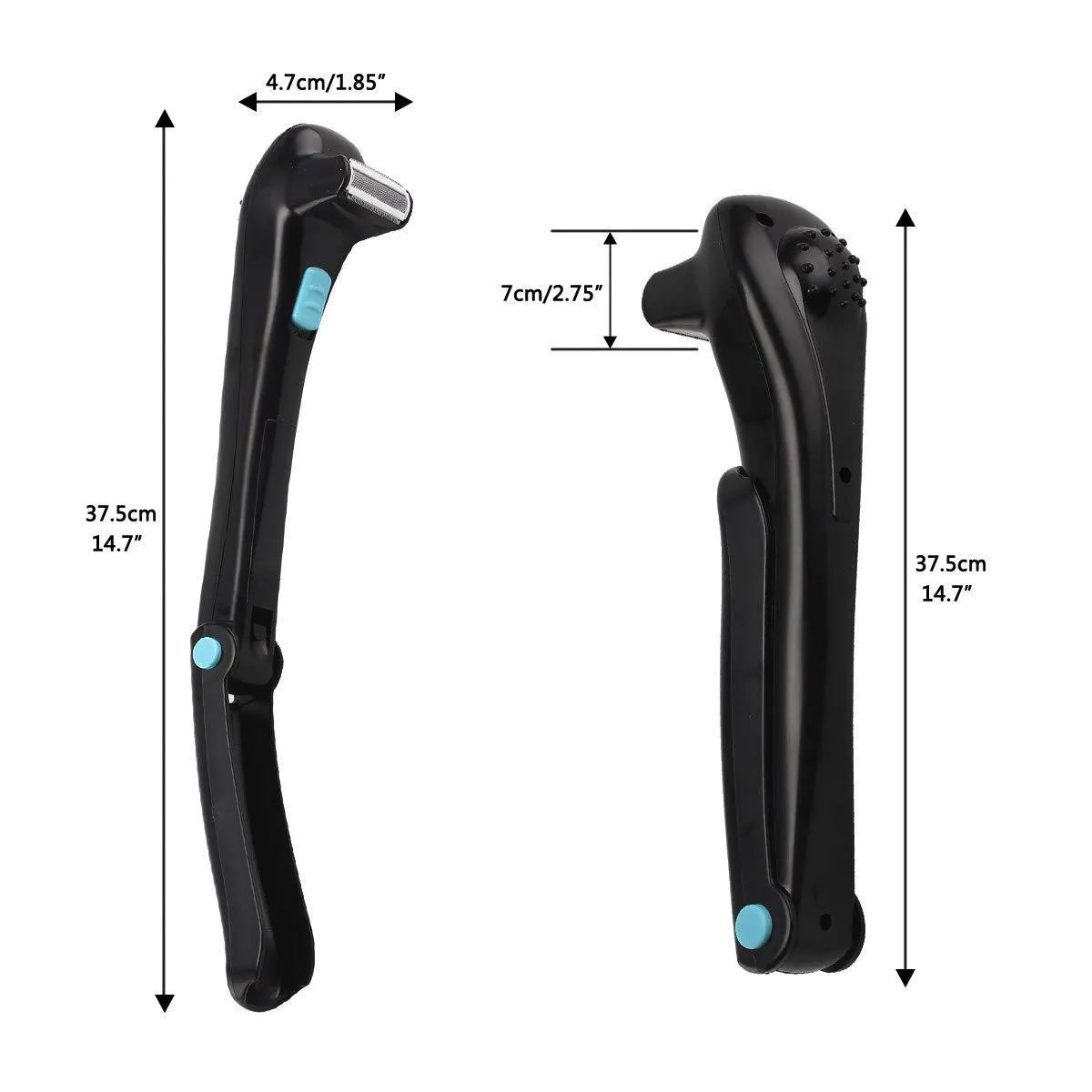 Black folding hair back body electric shaver for cordless hair removal