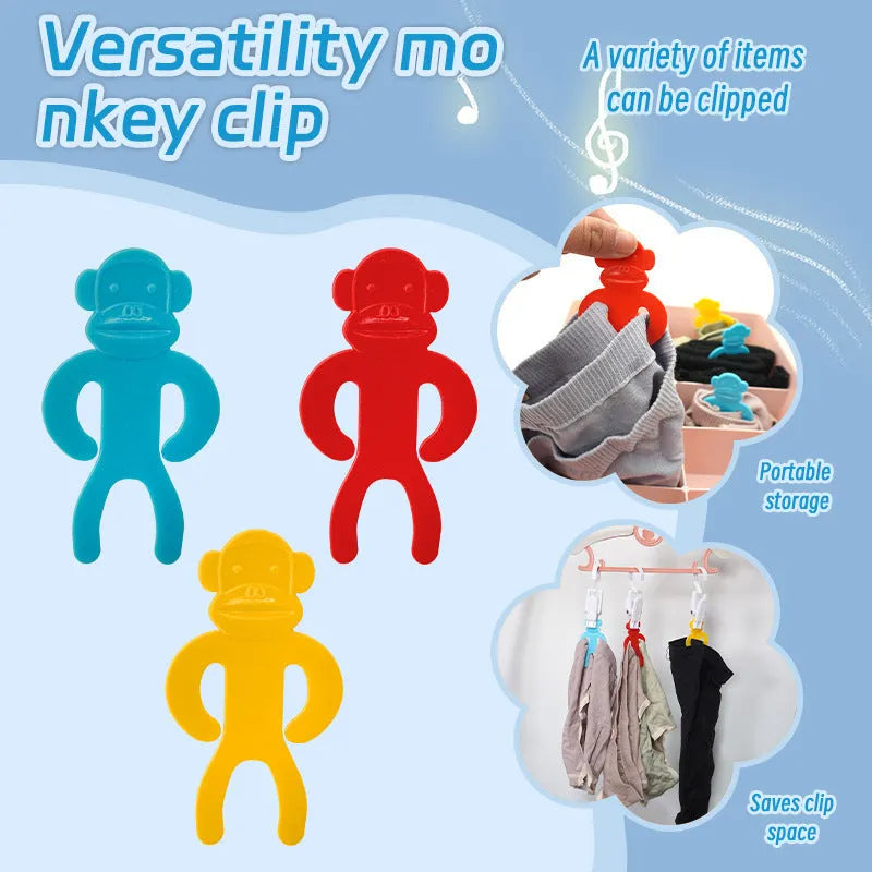 Plastic socks storage clips in blue, red, and yellow colours for machine wash anti-winding organisation