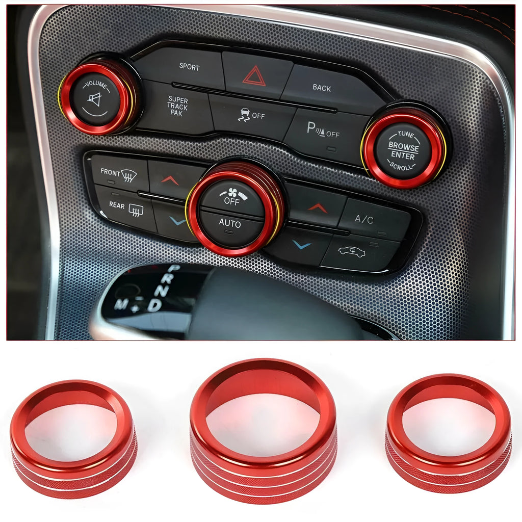 Aluminium alloy air conditioning knob decorative ring for Dodge Challenger and Jeep Grand Cherokee