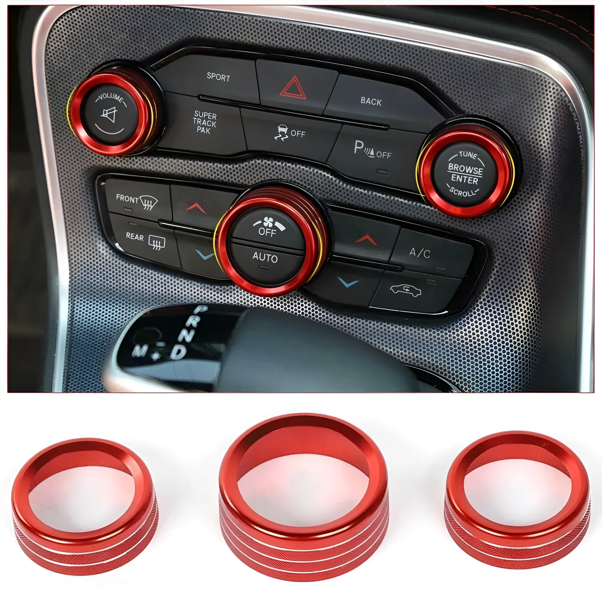 Aluminium alloy air conditioning knob decorative ring for Dodge Challenger and Jeep Grand Cherokee