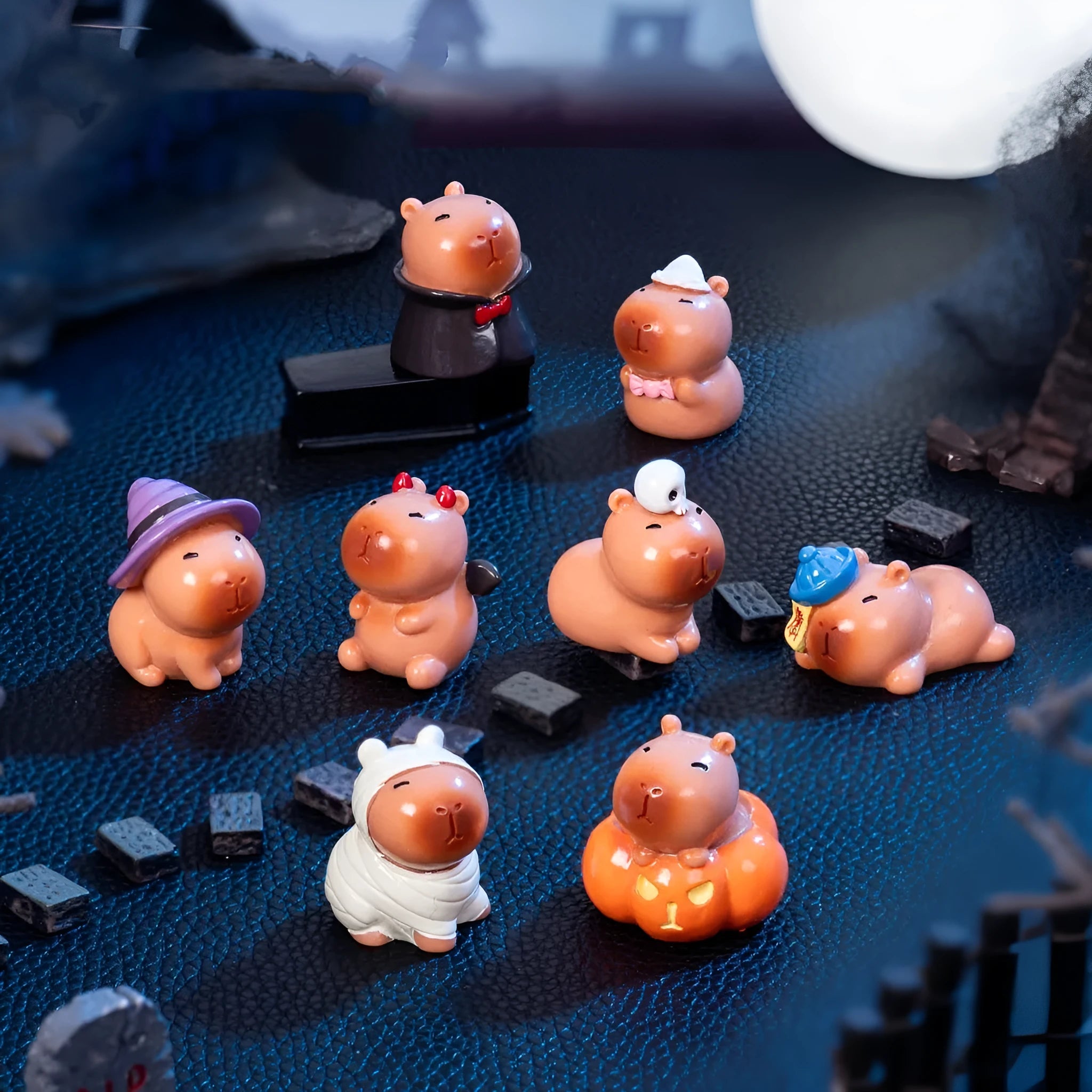 Halloween capybara resin decoration in chosen design for micro landscape display