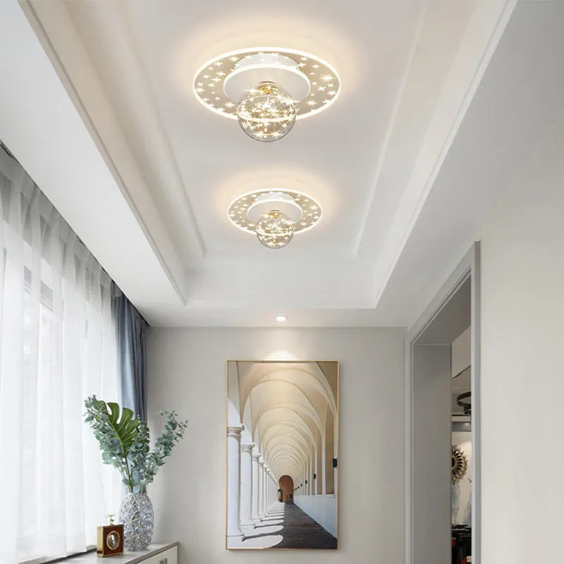 Modern simplicity style corridor ceiling lamp in gold, black or white finish with LED lighting