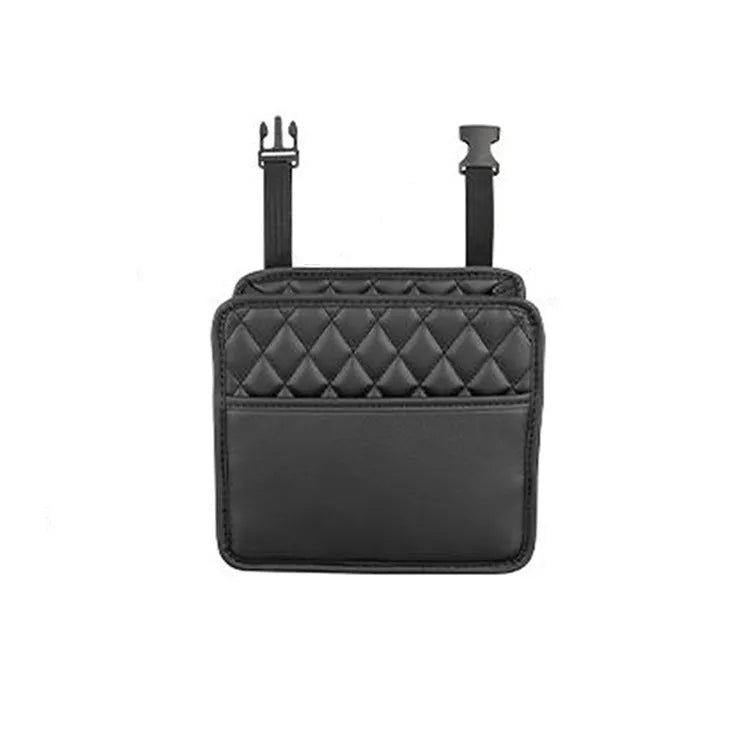 25cm square car hanging storage bag in leather-style material with hanging strap