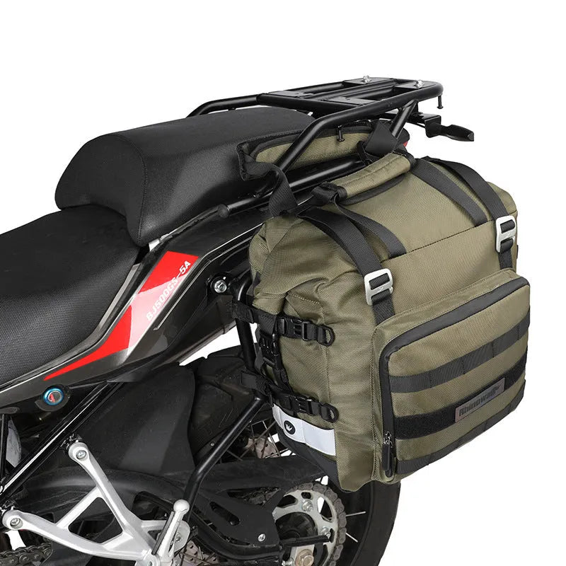20 litre quick release motorcycle side bag in black or army green colour