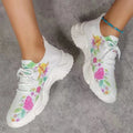 Flyknit casual slip-on running shoes with 3D printed flower design in multiple colours