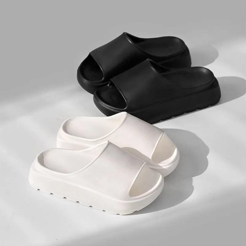 Women's fish mouth slippers with thick 5.5cm sole in beige, black, khaki and rose red colour options
