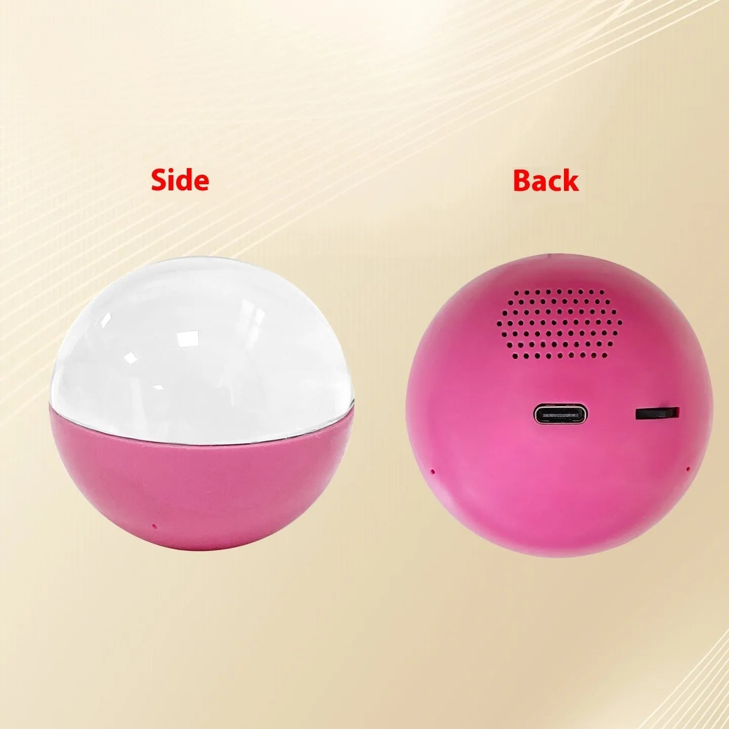 Electronic ball video player with round screen showing video playback