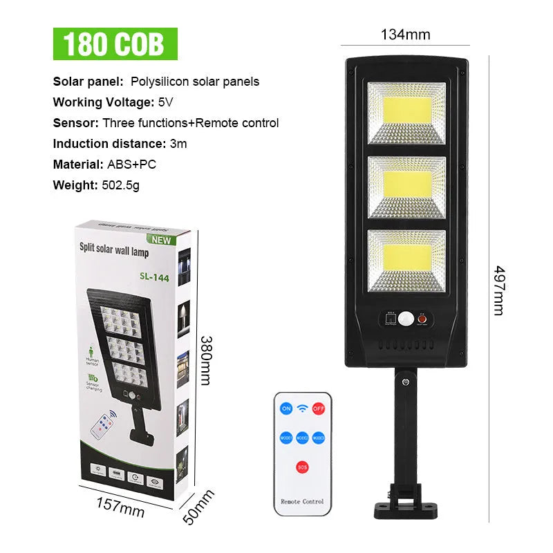 Solar powered remote control outdoor wall light with LED light source options