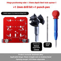 Red aluminium alloy hinge punch locator tool for 35mm cabinet hinge installation with adjustable margin settings