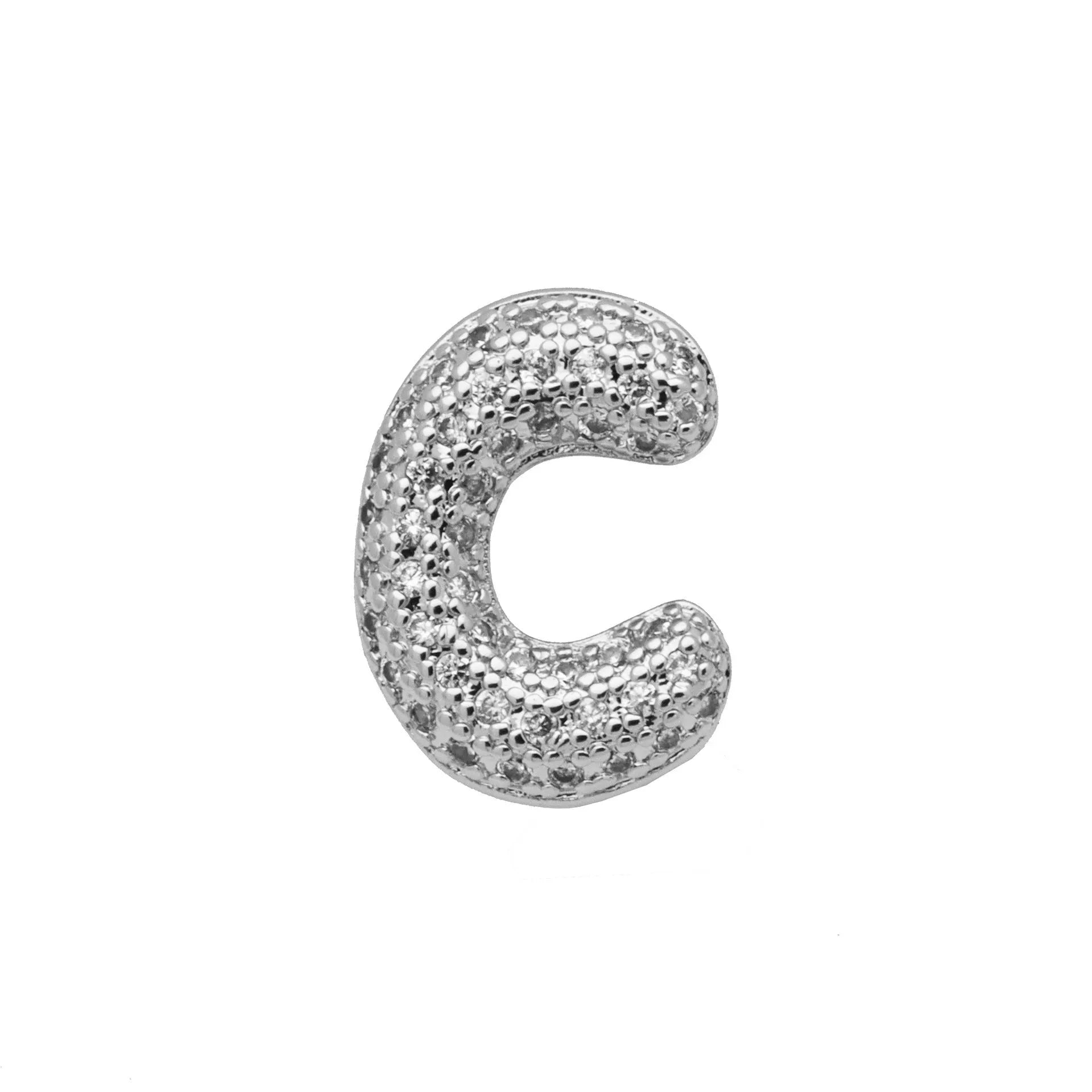 Copper letter bracelet with zirconium inlay showing detailed English character modelling in gold finish