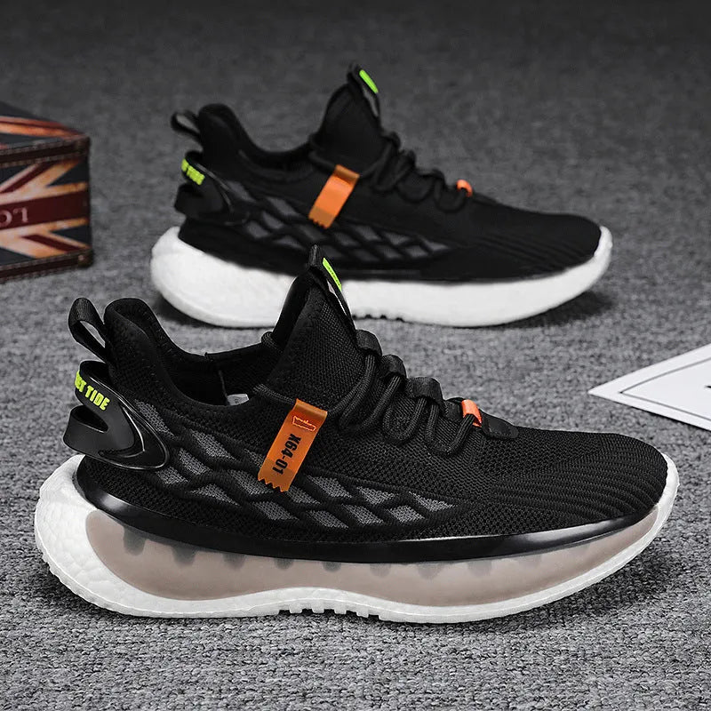 Men's casual platform sneaker with woven mesh upper and rubber sole in multiple colour options