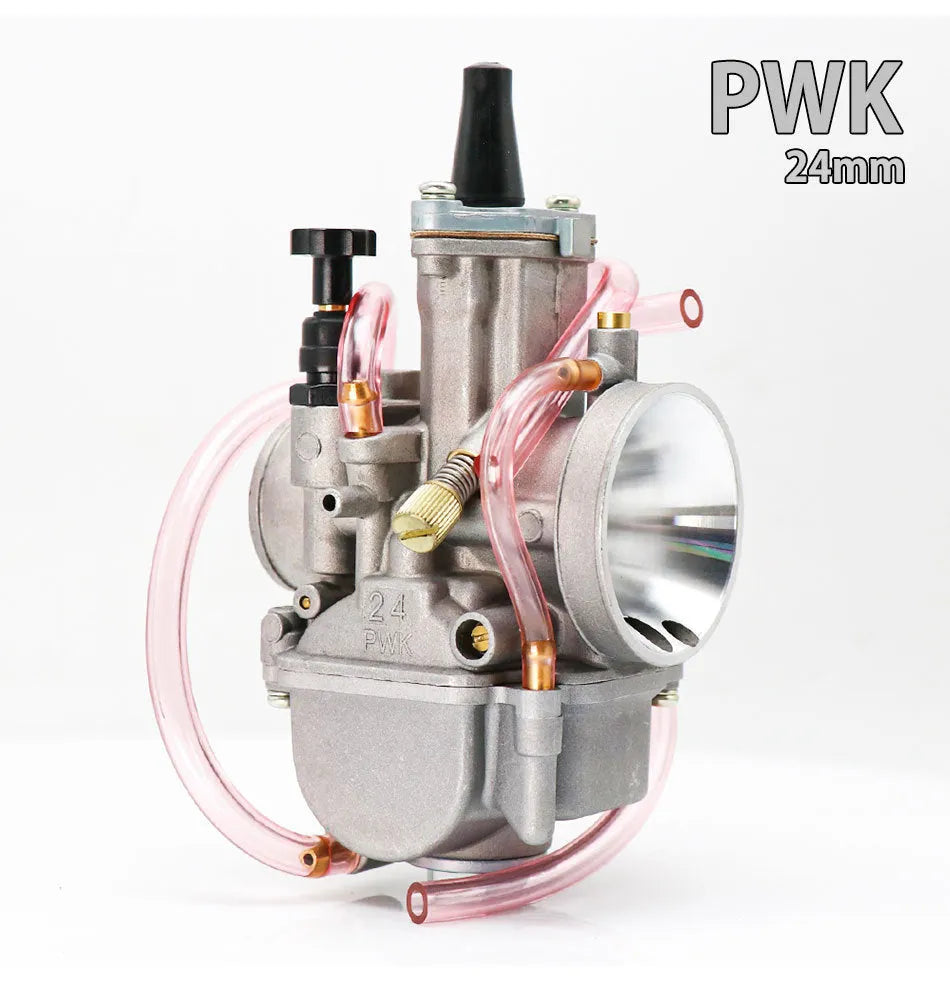 PWK sandblasted motorcycle carburetor kit in colour box packaging for engine tuning.