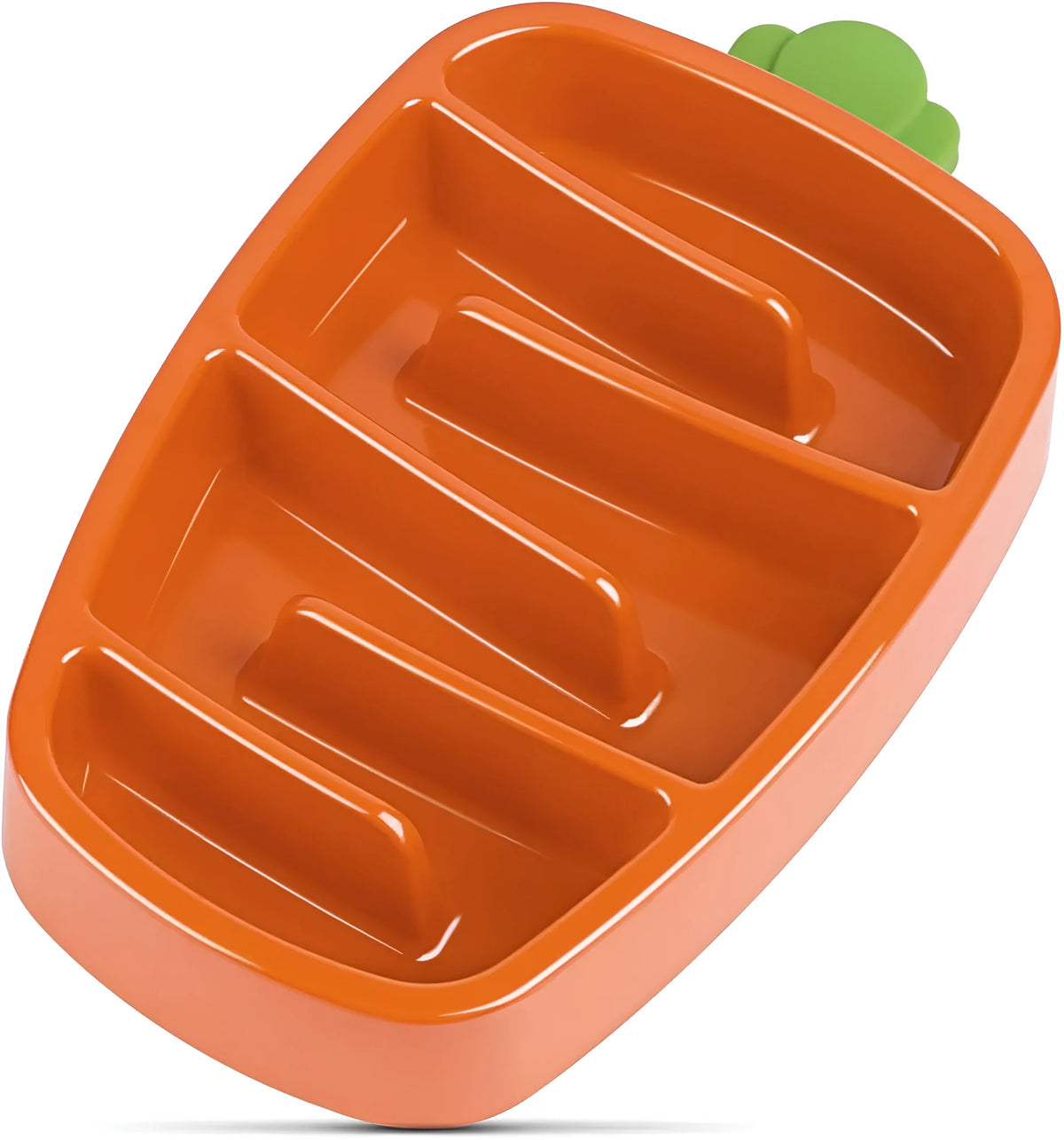 Carrot design slow feeder dog bowl for small and medium dogs, non-slip, melamine and silicone, sizes S and L