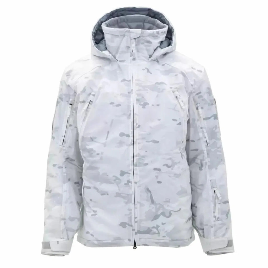 Men's thick cotton winter jacket in camouflage pattern with medium length cut