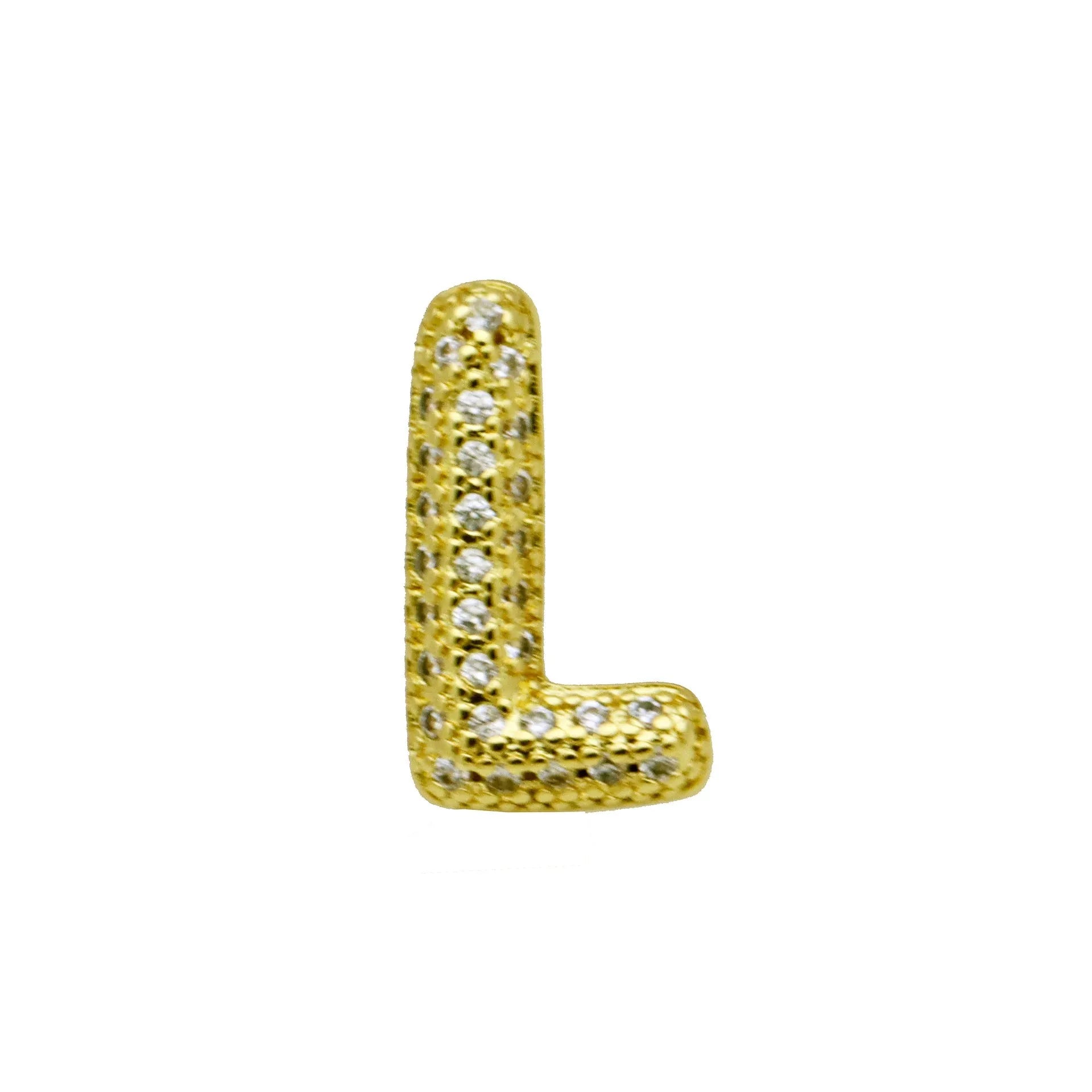 Copper letter bracelet with zirconium inlay showing detailed English character modelling in gold finish