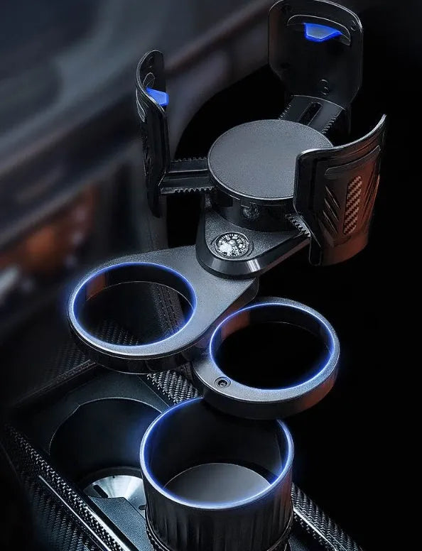 One Point Four carbon fibre black adjustable car drink cup holder with retractable base.