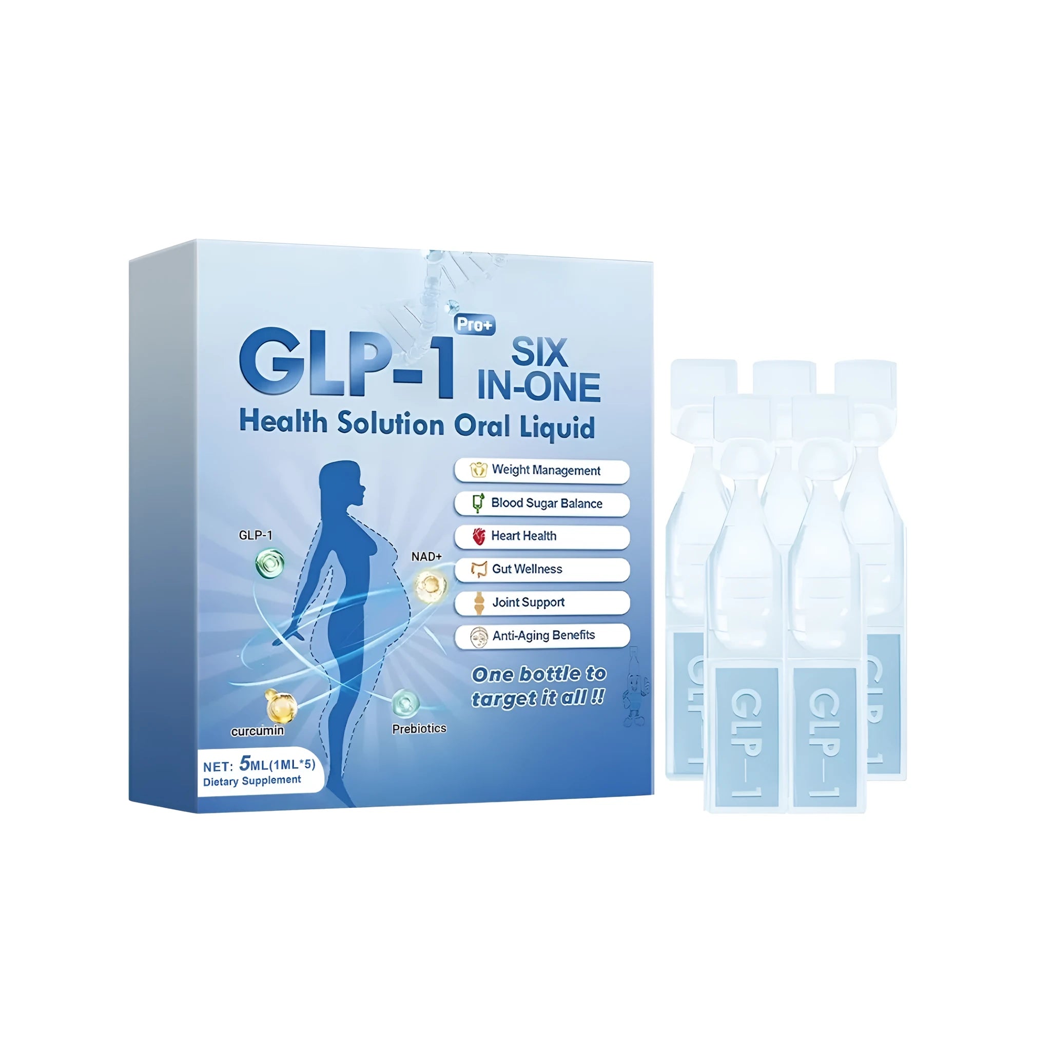 Single 5ml dropper bottle of Health Solution Oral Liquid containing apple vinegar, Moringa and turmeric.