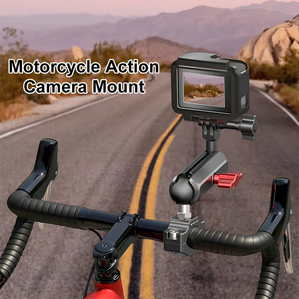 Motorcycle CNC bracket aluminium alloy pipe clamp for sports camera mounting on handlebars