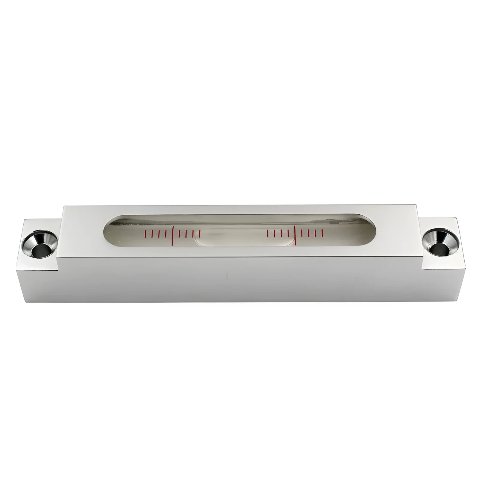 Metal and glass mini strip spirit level showing 132mm length for machine tool measurement