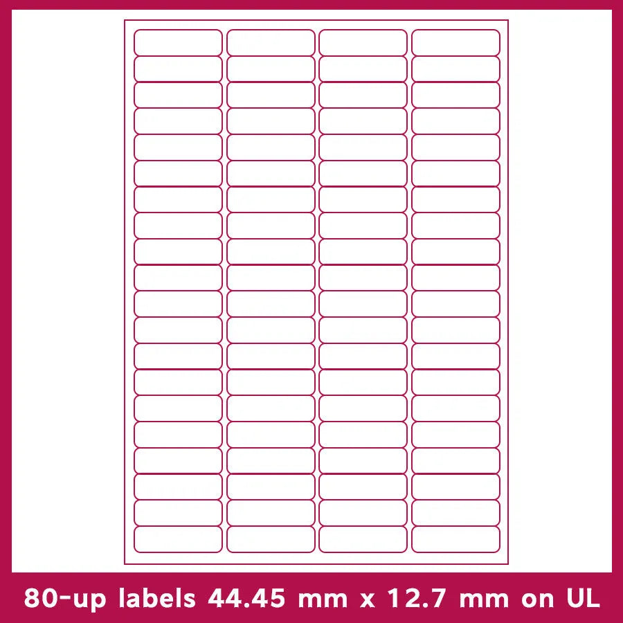 FBA label paper sheets showing ten different grid formats for barcode and serial number labelling