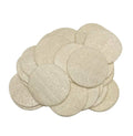 Pack of 10 natural loofah makeup removing tissues 6x6cm on white background