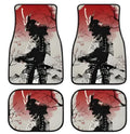 Set of four retro bohemian car foot mats with abstract painting pattern in custom colour on polyester fibre