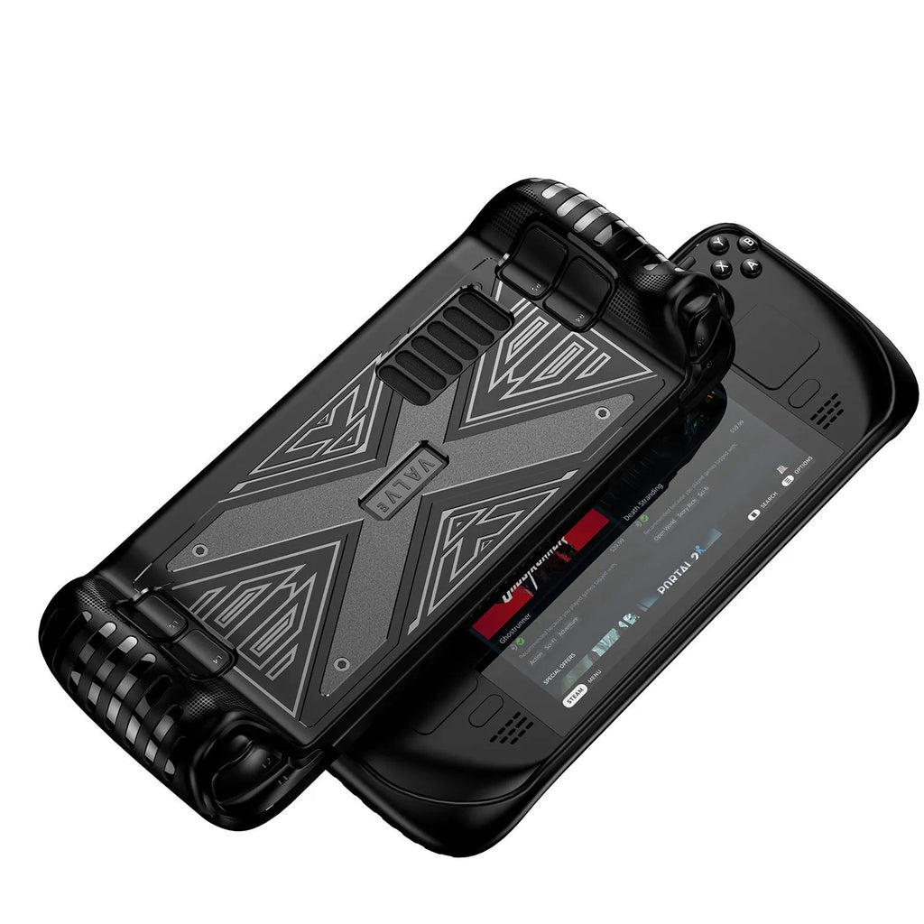 Steam Deck TPU silicone protective cover case in red, blue, and black colour options