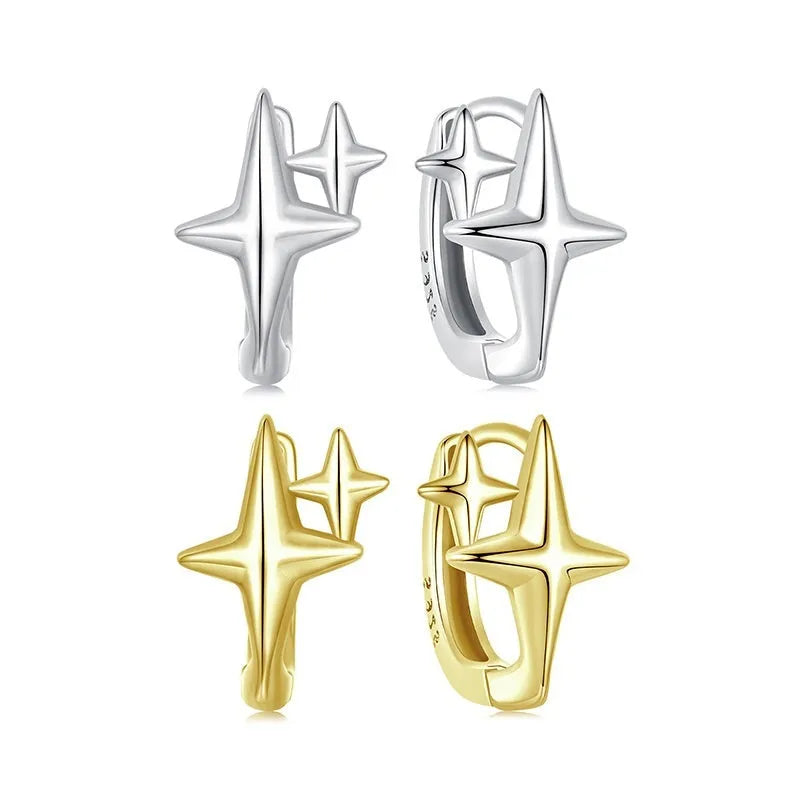 Minimalist star ear clips in oxidised sterling silver with two design options BSE1076 and BSE1076B