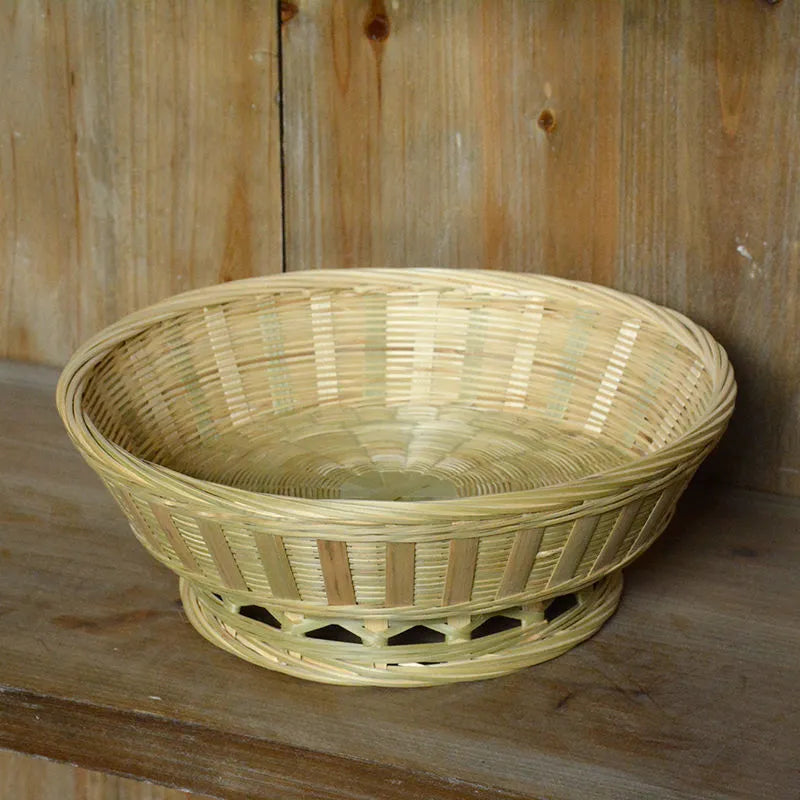 Handmade woven bamboo storage basket in three sizes for household organisation