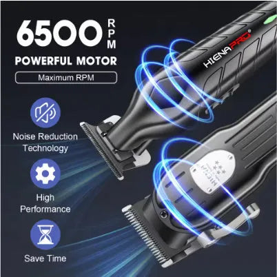 Black professional hair clipper set for men with LED display and aluminium foil shaver
