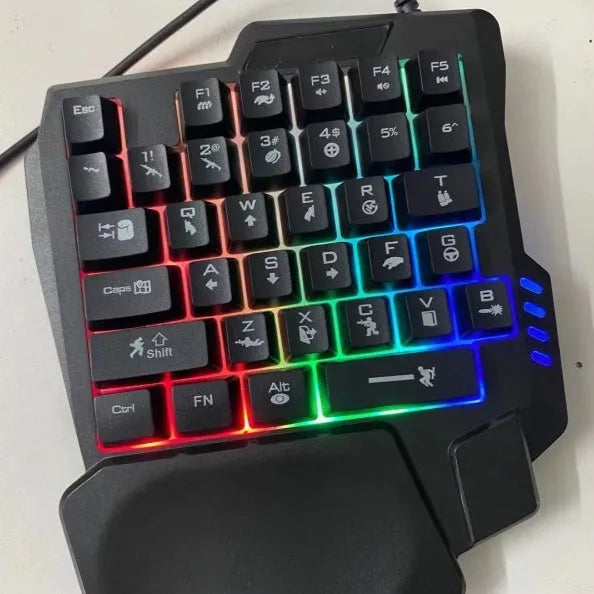 One-handed mechanical keyboard and mouse set with 1.5 metre cable