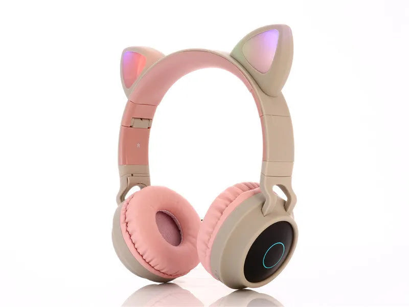 Cartoon cat ears wireless Bluetooth gaming headset in various colours with head-mounted design