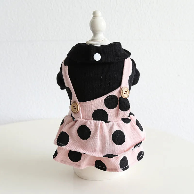 Casual lapel and shoulder strap dog clothes set for couples in sizes XS to XL