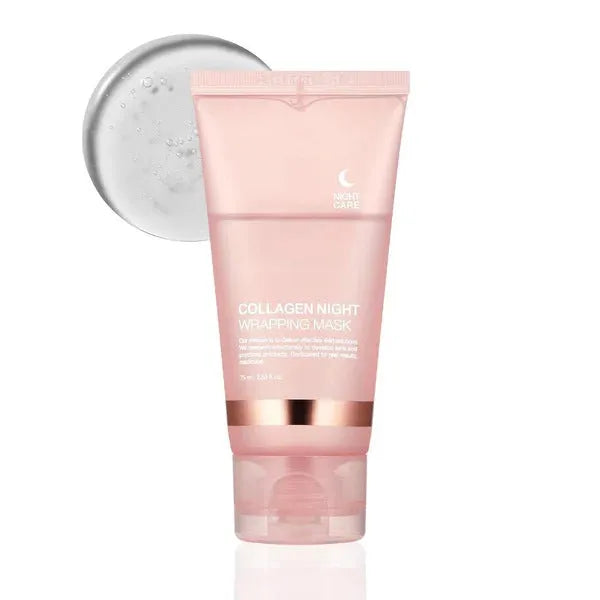 75ml collagen night face mask with application brush for overnight skin firming and hydration