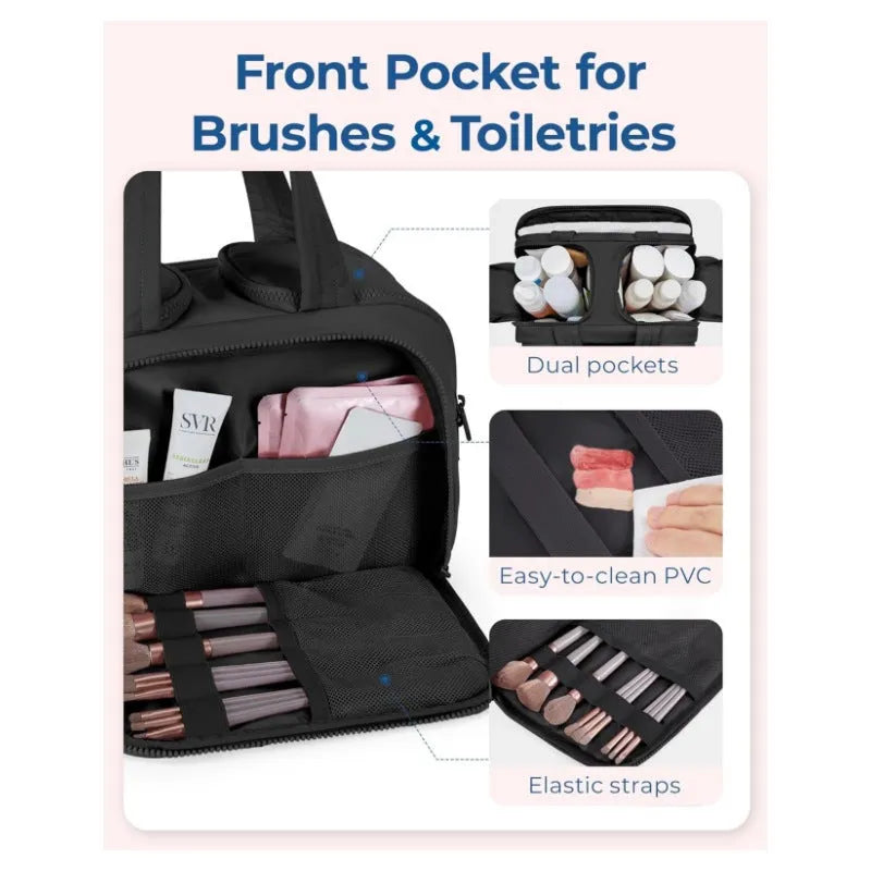 Large lightweight travel toiletry bag in a choice of colours with wide-open main compartment.