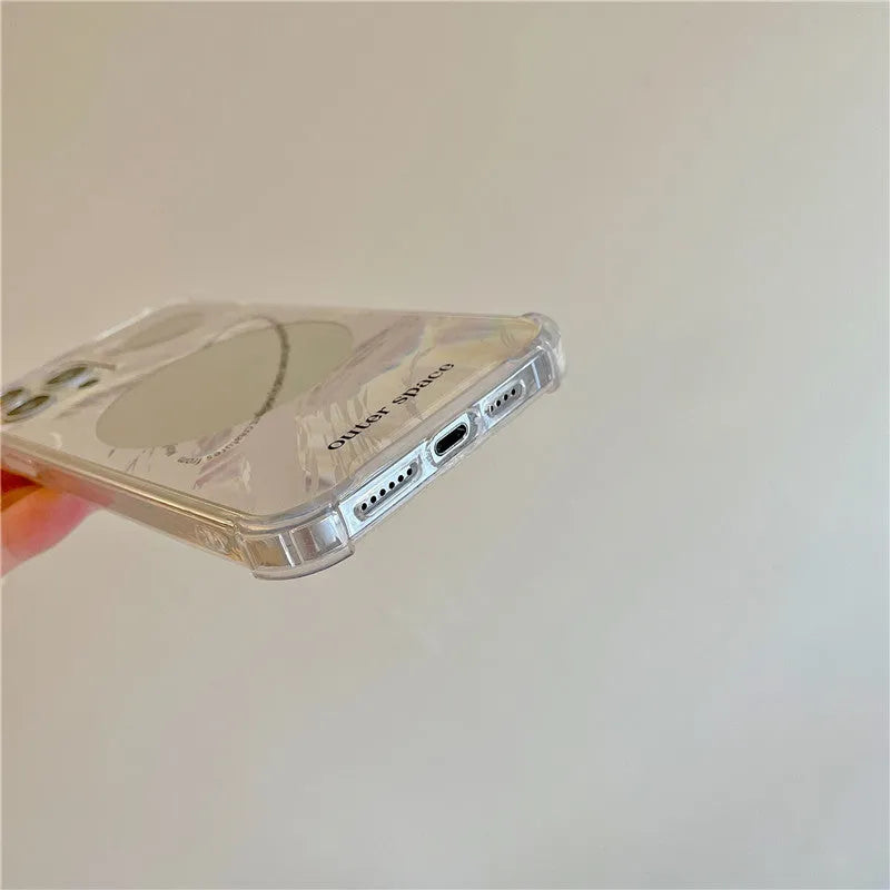 Cool Wind Space Planet mirror phone case in mirror-planet colour with TPU and electroplating for iPhone models