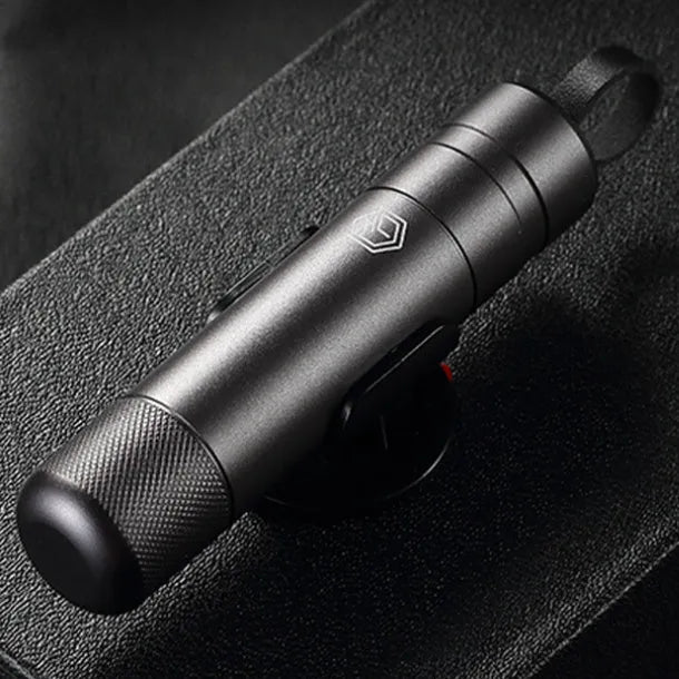Gun grey aluminium alloy car safety hammer with window breaker and seatbelt cutter