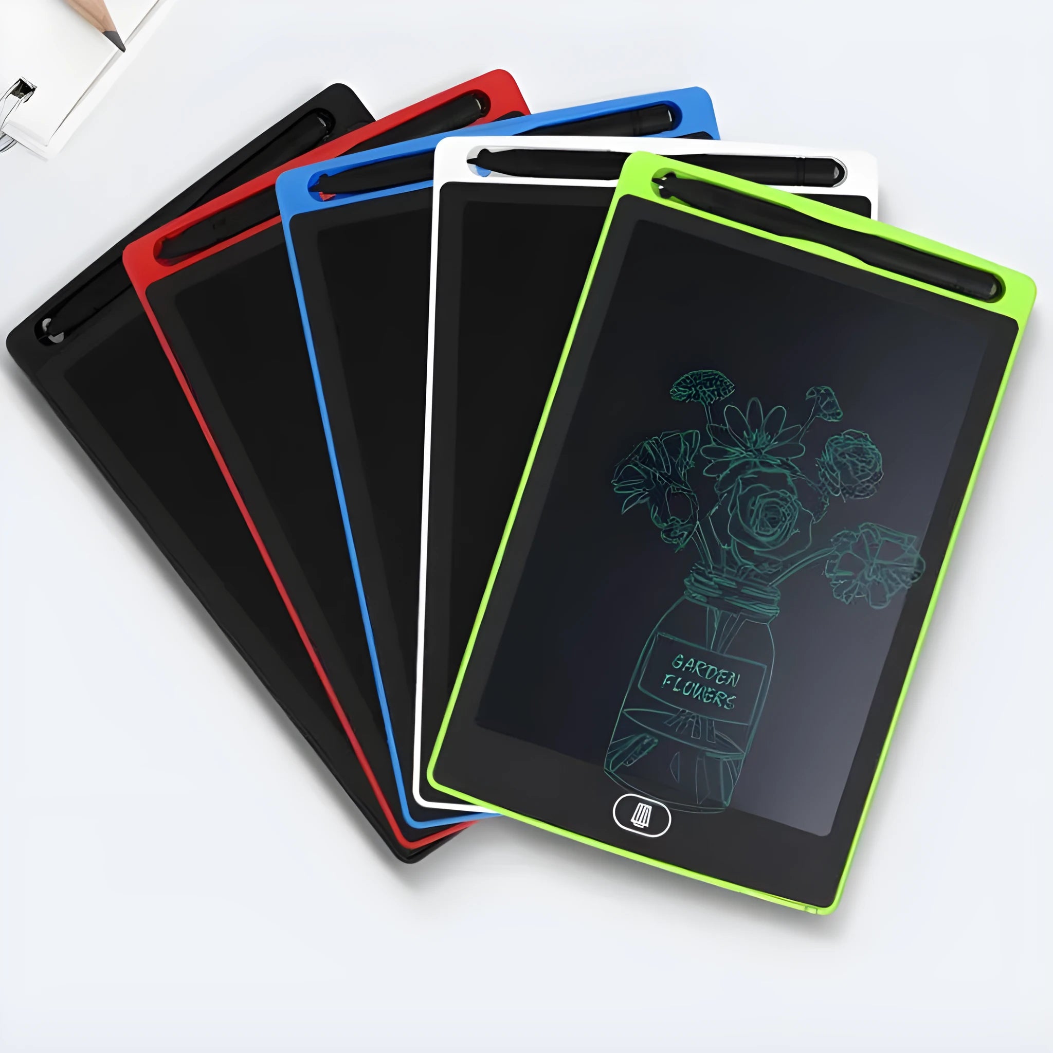 Colourful plastic electronic drawing board for kids graffiti and writing.