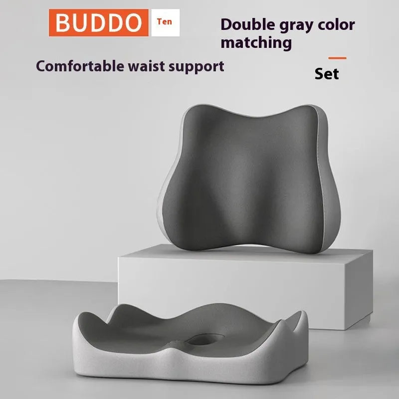 Memory foam seat cushion for office chairs in a grey colour option.