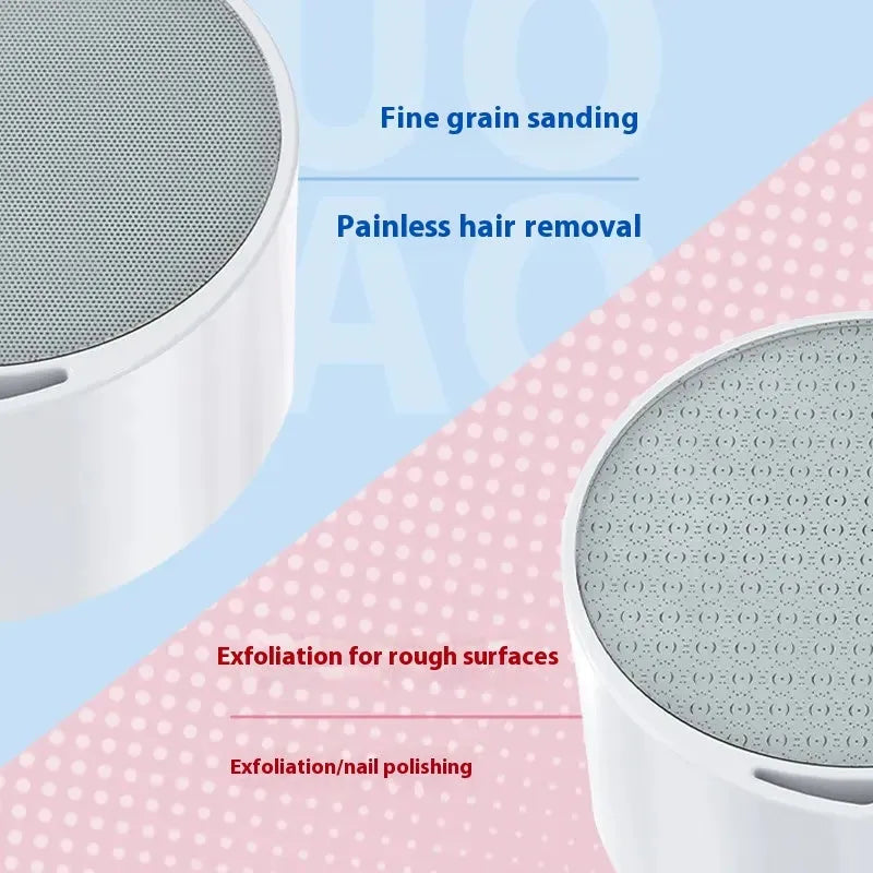 Nano glass epilator and foot grinder 2-in-1 hair removal device in plastic construction
