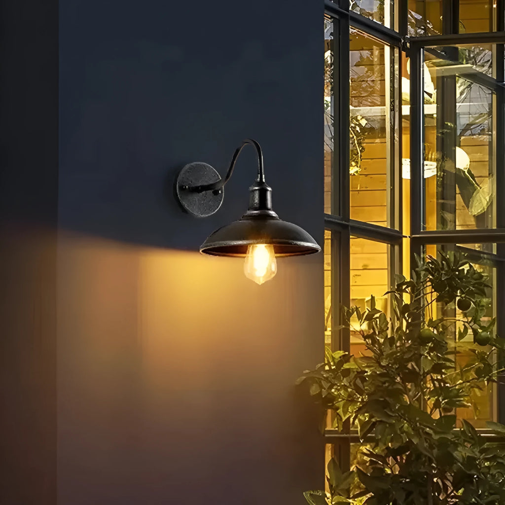Retro style outdoor wall lamp in copper or silvery finish with bevel or right angle mount