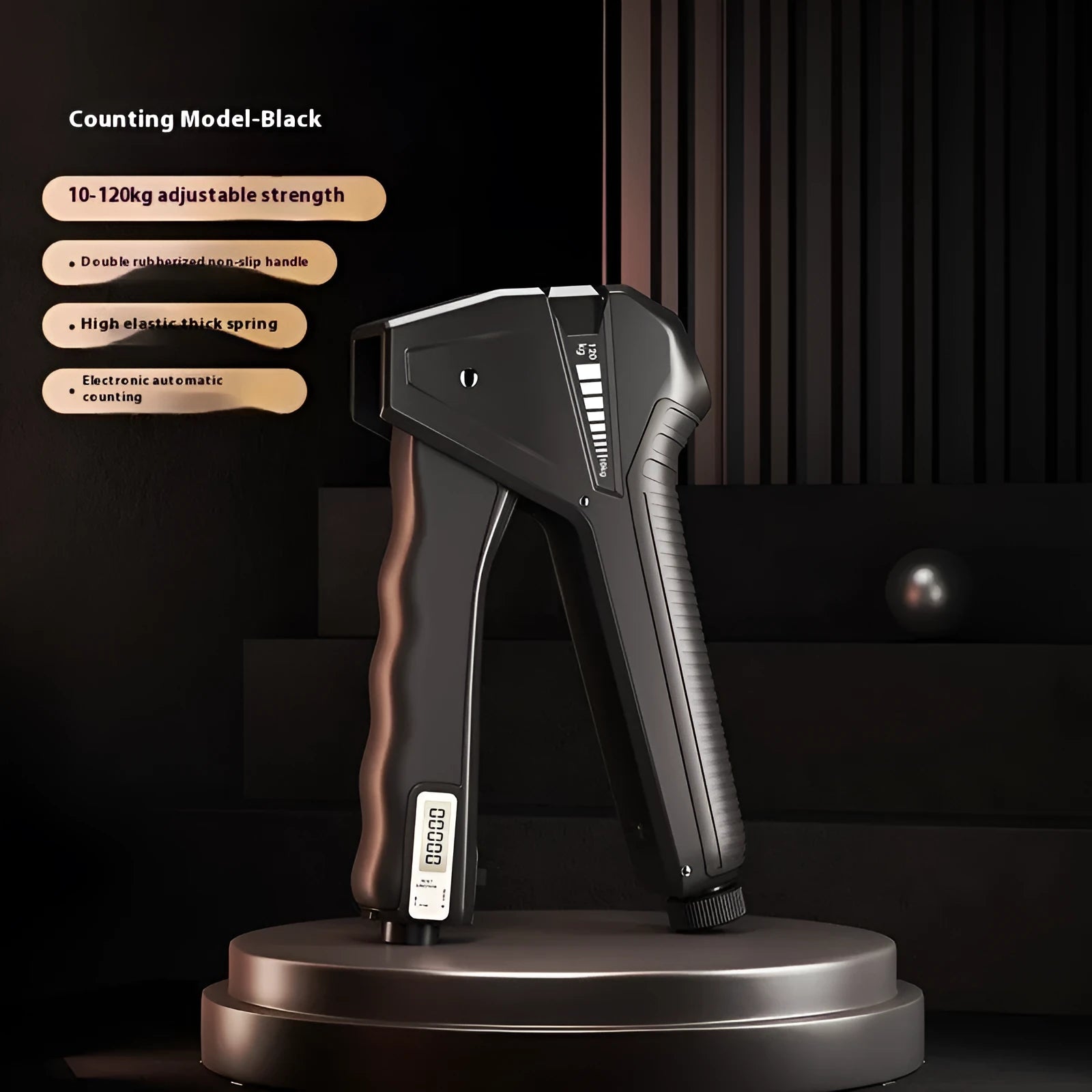 Adjustable hand grip strengthener with 5-60kg resistance range in various colour options