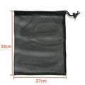 Black drawstring mesh storage bag for children's water balloons.