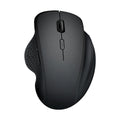 Grey and black wireless laptop mouse with USB charging cable on white background