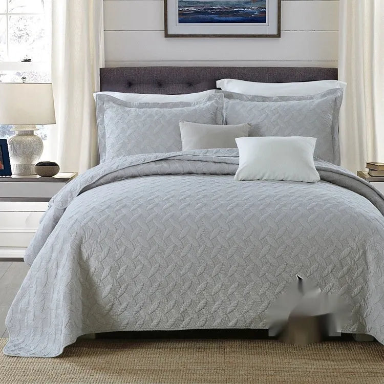 Pure cotton double-sided bed cover three-piece set with reactive dyed Damascus pattern for standard bed sizes
