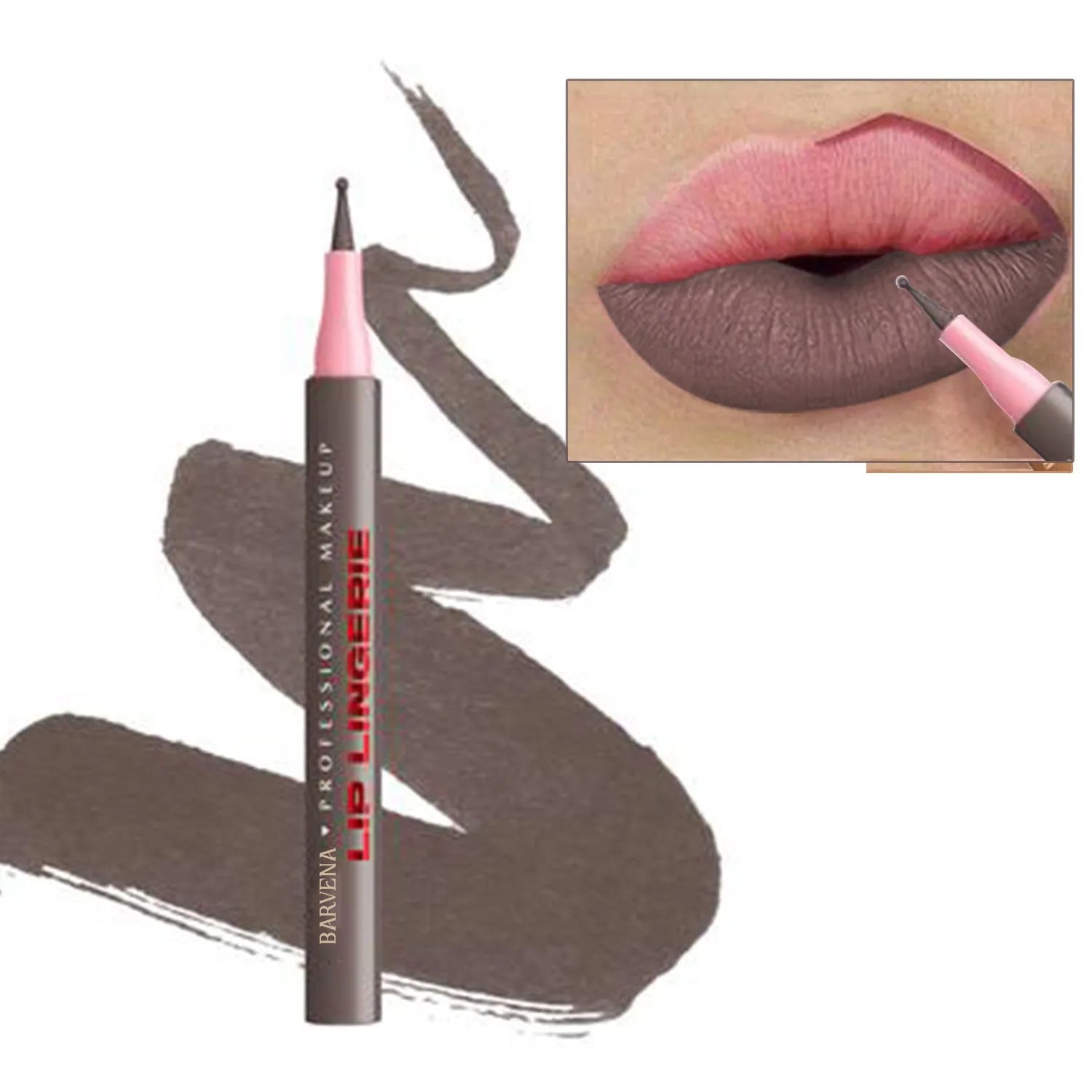 Matte lip liner pencil with 12 colour options showing defined lip outline