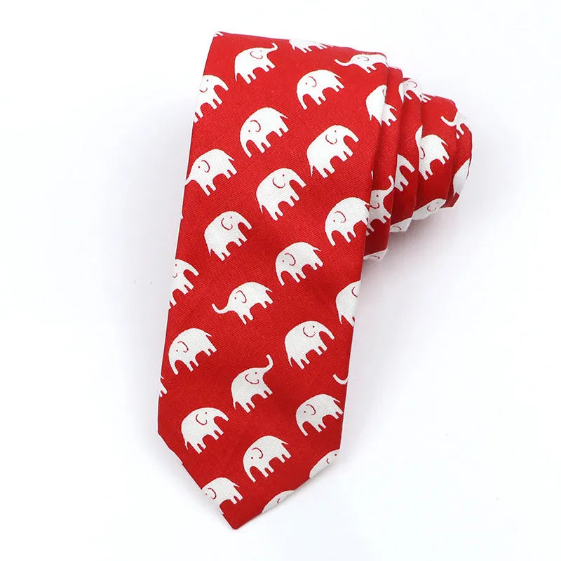 Men's narrow cotton bow tie with printed cartoon patterns in Korean casual style