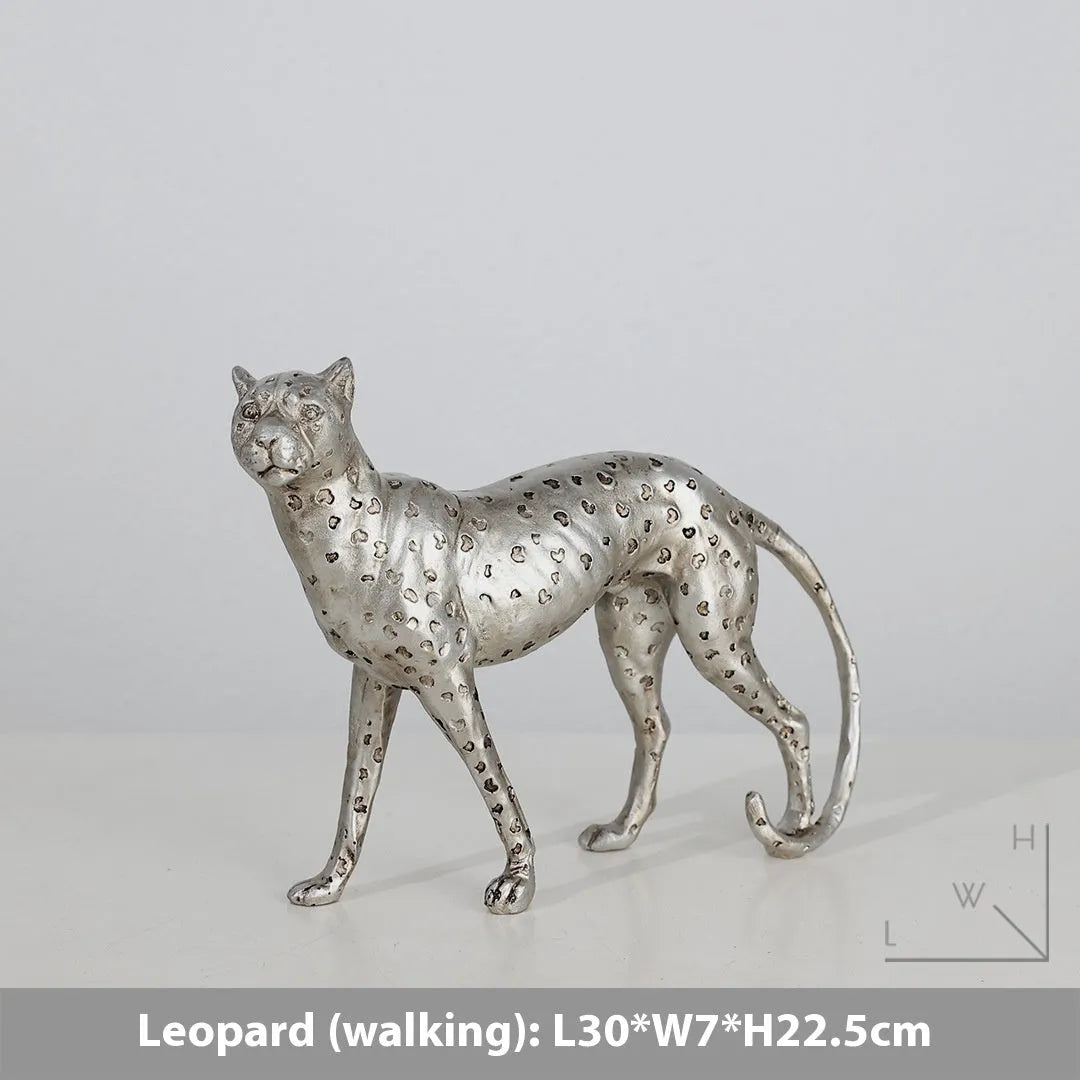 Modern leopard resin figurine in American Leopard spots for home decoration.