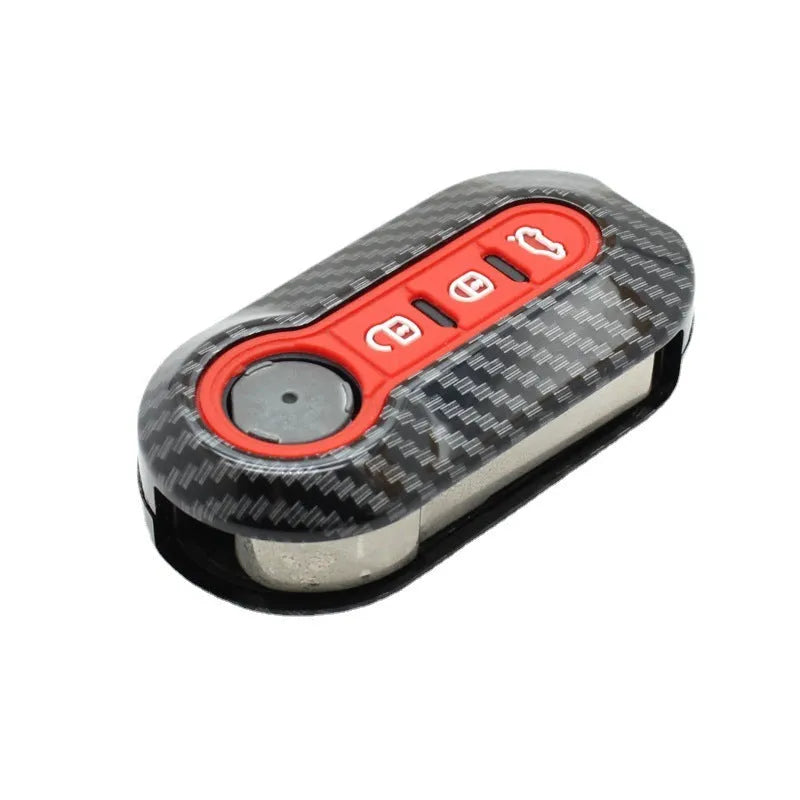 Fiat 500 Boyue carbon fibre pattern key case in black, red and dark blue colours