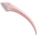 Curved moon eyebrow trimming knife with comb in white, pink, or green colours